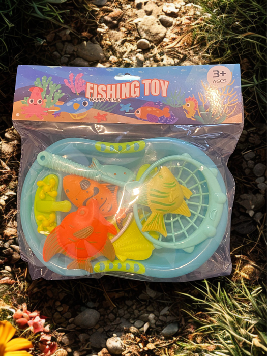Joc de Pescuit pentru Copii Fishing Toy Happy Time – Set Educativ cu Pești, Undiță și Plasă, 3+ ani