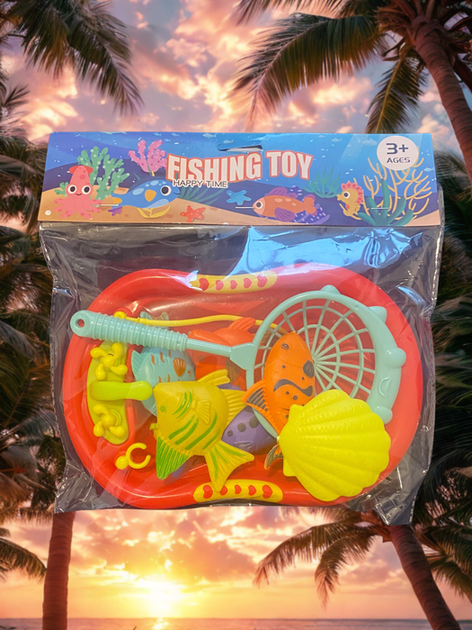 Joc de Pescuit pentru Copii Fishing Toy Happy Time – Set Educativ cu Pești, Undiță și Plasă, 3+ ani