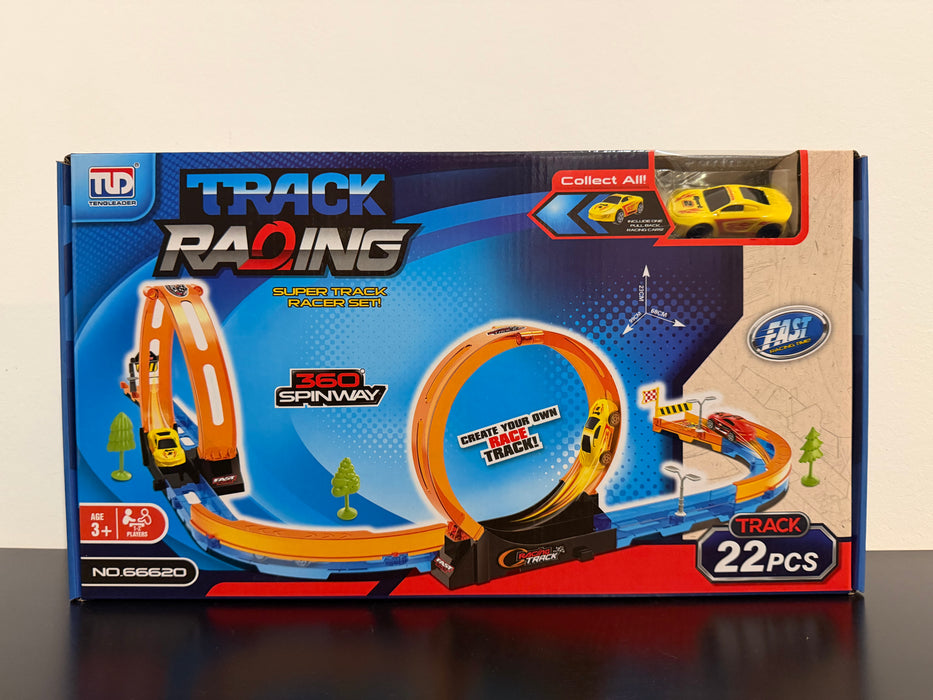 🏎️ Set Pistă Curse Track Racing – 22 Piese, Buclă 360°, 3+ ani