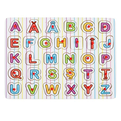 Puzzle educativ din lemn cu litere (A-Z)