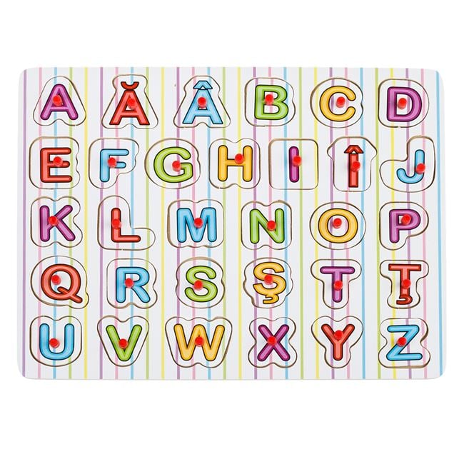 Puzzle educativ din lemn cu litere (A-Z)
