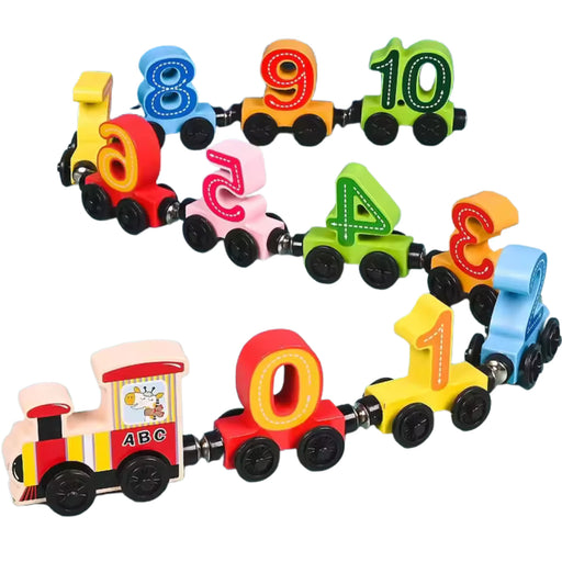 🚂 Tren din Lemn cu Cifre – Digital Train  Jucărie educativă | 36+ luni