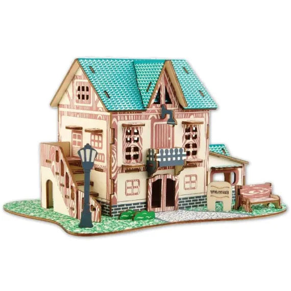 🏠 Căsuță Miniaturală 3D din Lemn – Puzzle Decorativ (74 piese) 14+ani