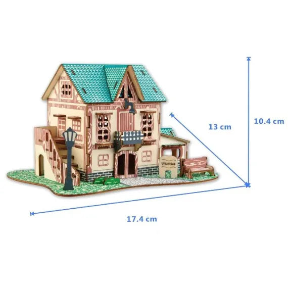 🏠 Căsuță Miniaturală 3D din Lemn – Puzzle Decorativ (74 piese) 14+ani