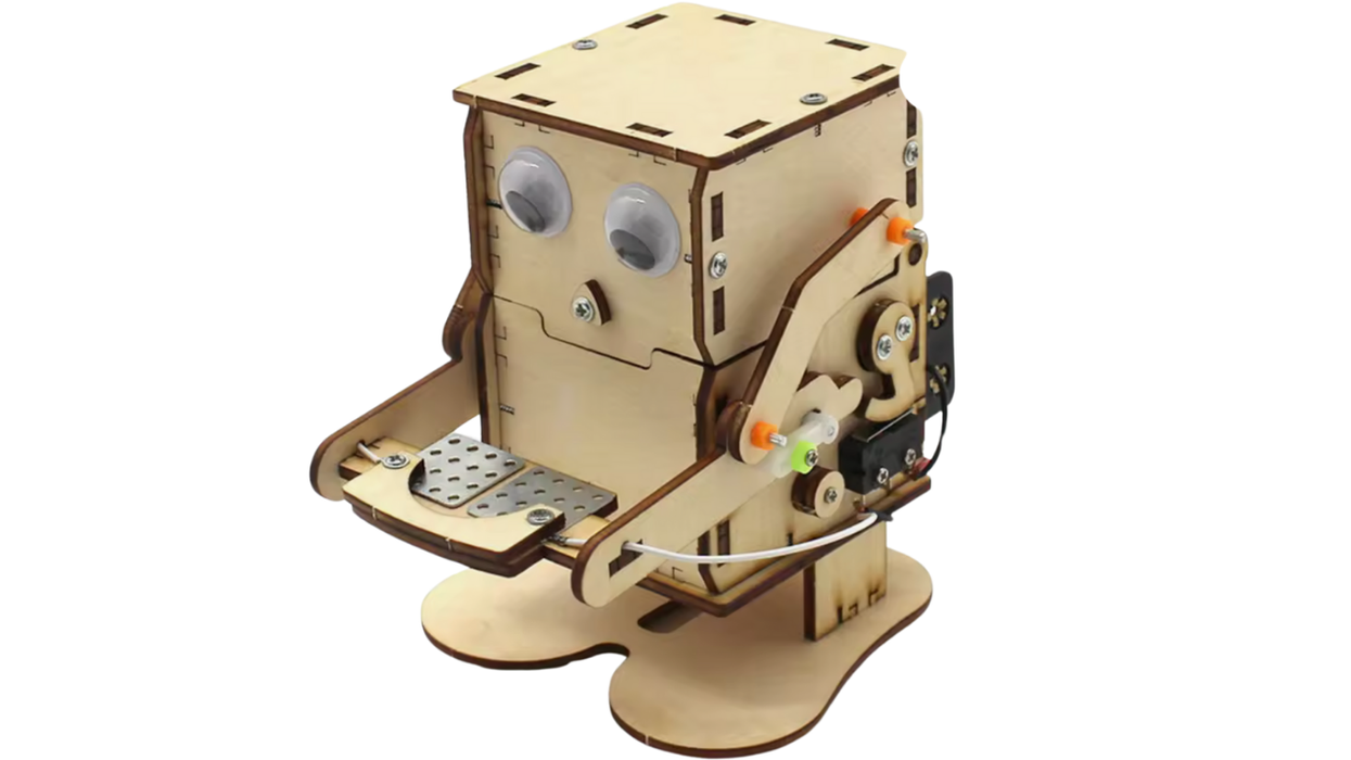 Puzzle Roboțel din Lemn – Jucărie STEM cu Mișcare Mecanică