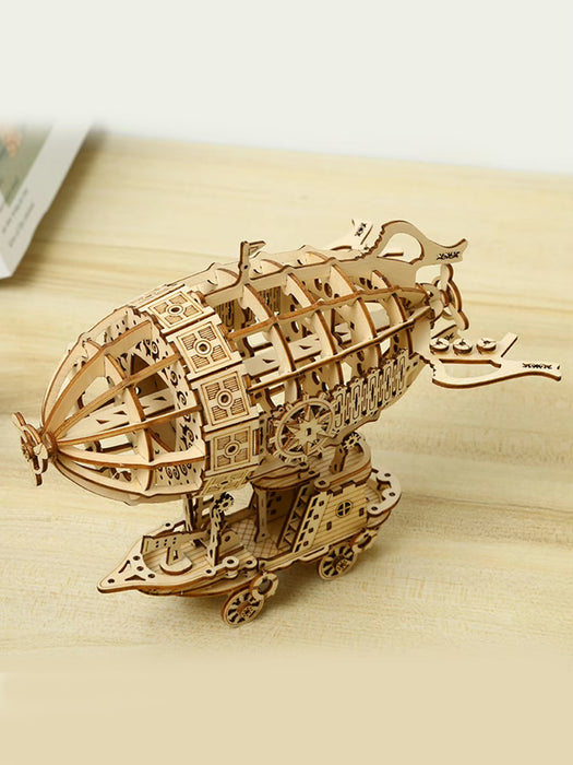 Puzzle 3D din Lemn – Dirijabil Mecanic MPT020 – Model DIY pentru Adulți și Tineri 14+