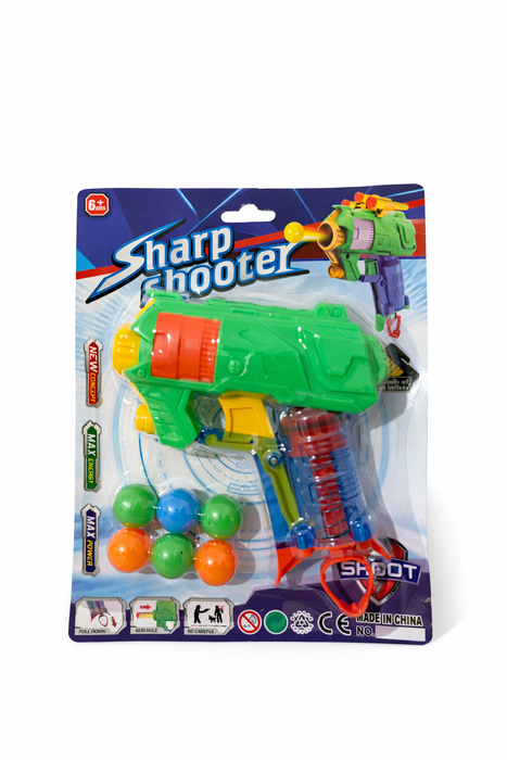 Pistol de jucărie Sharp Shooter cu bile – Distracție activă pentru copii 6+ ani