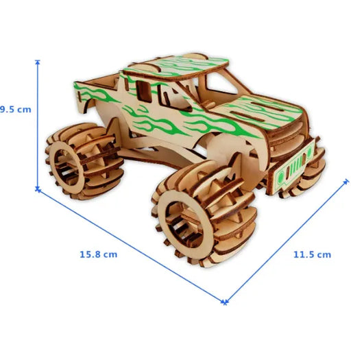 🚙 Mașină Off-Road 3D din Lemn – Puzzle Creativ (102 Piese)