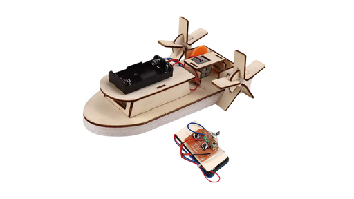 Puzzle Barcă din Lemn 3D – Jucărie Educativă cu Motor & Telecomandă