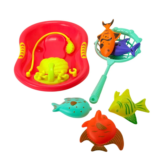 Joc de Pescuit pentru Copii Fishing Toy Happy Time – Set Educativ cu Pești, Undiță și Plasă, 3+ ani