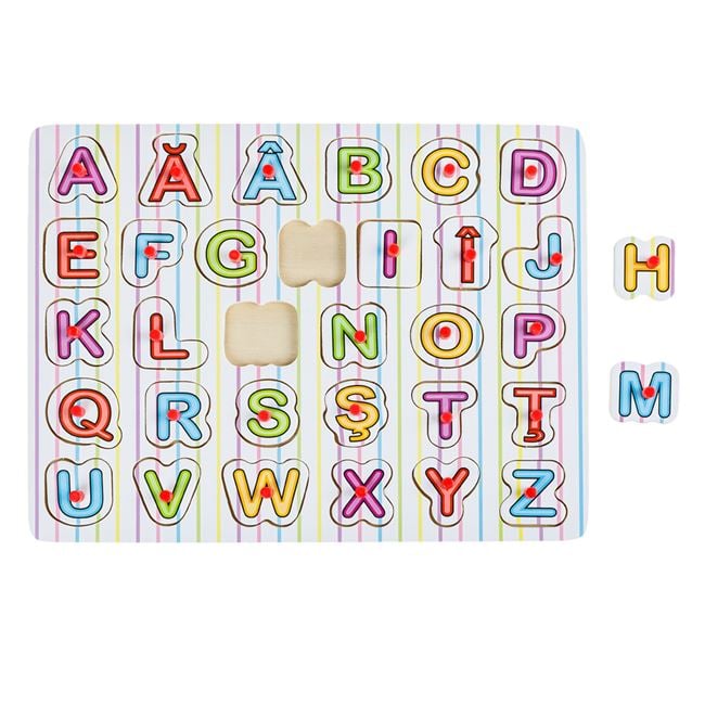 Puzzle educativ din lemn cu litere (A-Z)
