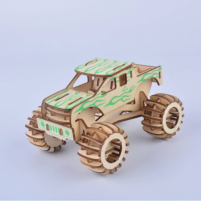 🚙 Mașină Off-Road 3D din Lemn – Puzzle Creativ (102 Piese)