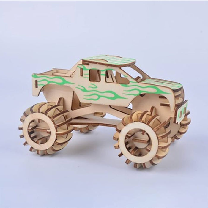 🚙 Mașină Off-Road 3D din Lemn – Puzzle Creativ (102 Piese)