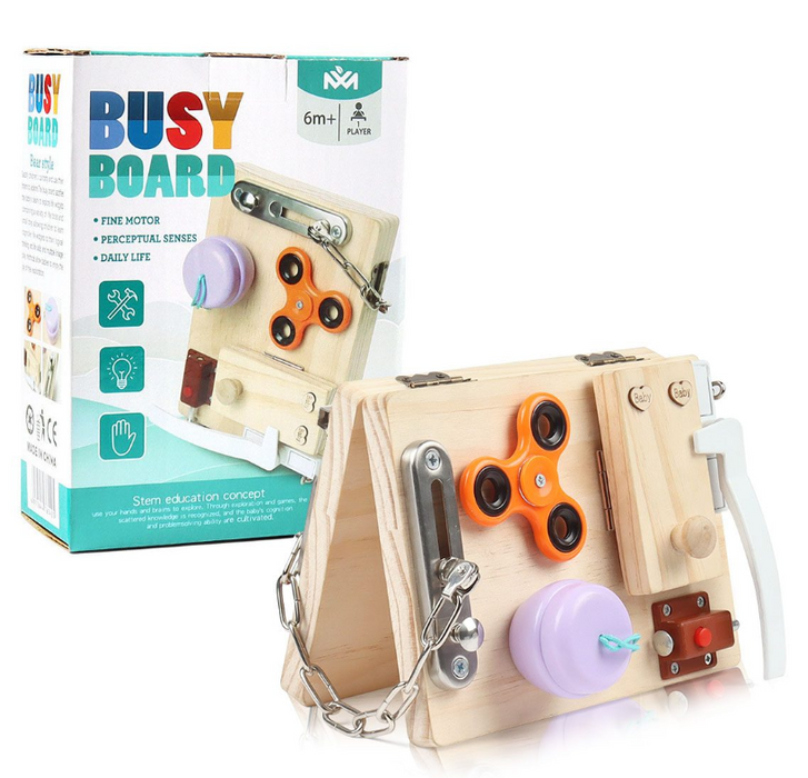 Jucărie Montessori Busy Board – Motricitate și explorare
