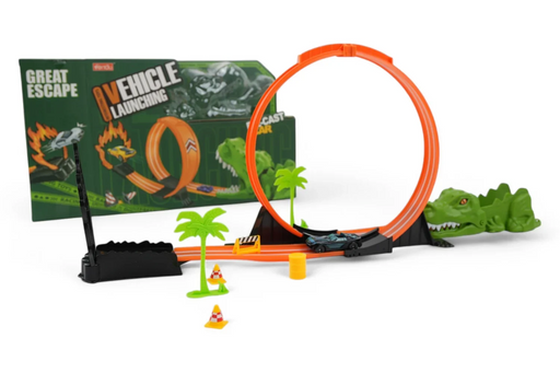 Set de Joacă „Dino Vehicle Launching Track” – Pistă cu Dinozaur și Mașinuță Die-Cast