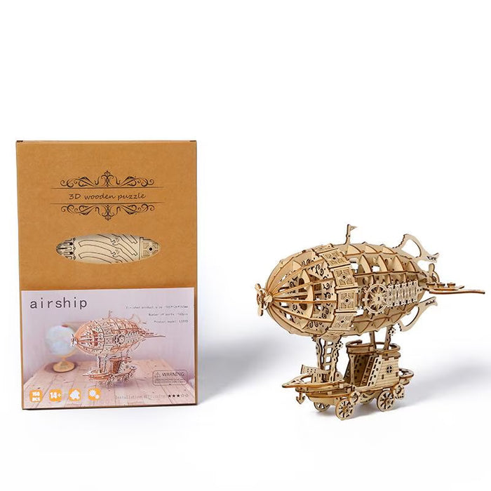 Puzzle 3D din Lemn – Dirijabil Mecanic MPT020 – Model DIY pentru Adulți și Tineri 14+