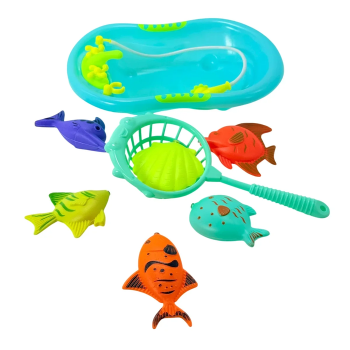 Joc de Pescuit pentru Copii Fishing Toy Happy Time – Set Educativ cu Pești, Undiță și Plasă, 3+ ani