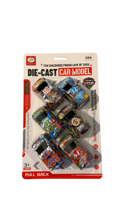 Set mașinuțe metalice Die-Cast – 6 bucăți, Pull Back 🏎️