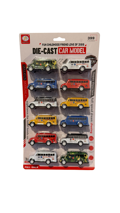 Set mașinuțe metalice Die-Cast – 12 bucăți, Pull Back 🚗
