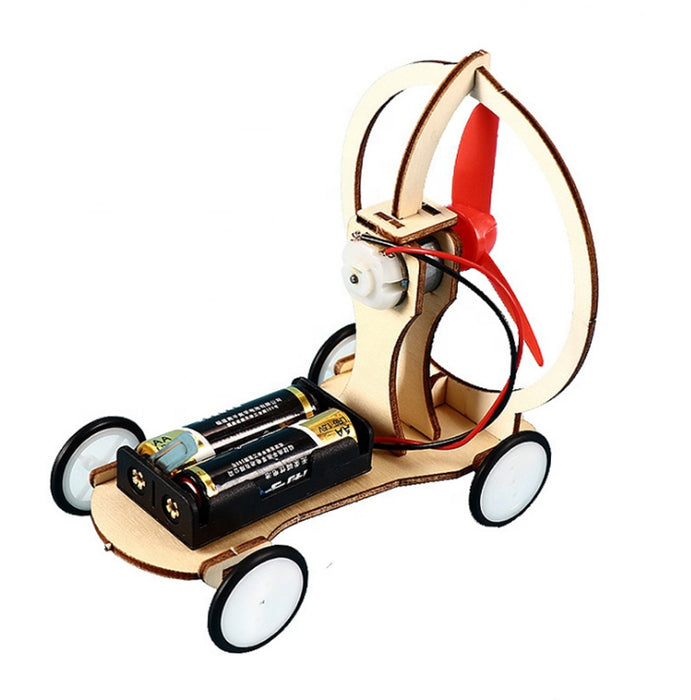 Puzzle Mașinuță cu Elice – Jucărie STEM Electrică din Lemn