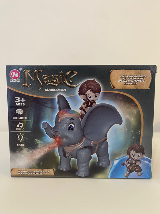 🐘 Elefant Magic cu Călăreț – Jucărie Interactivă cu Lumină, Muzică și Abur Aromaterapie