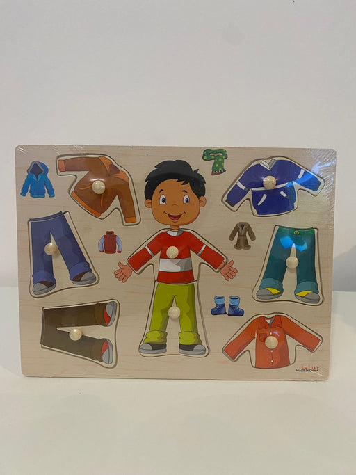 🧩 Puzzle din Lemn „Îmbracă Băiețelul” – Joc Educativ pentru Copii