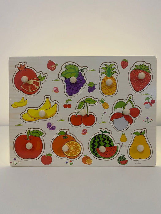 🧩 Puzzle din Lemn cu Fructe – Jucărie Educativă pentru Copii